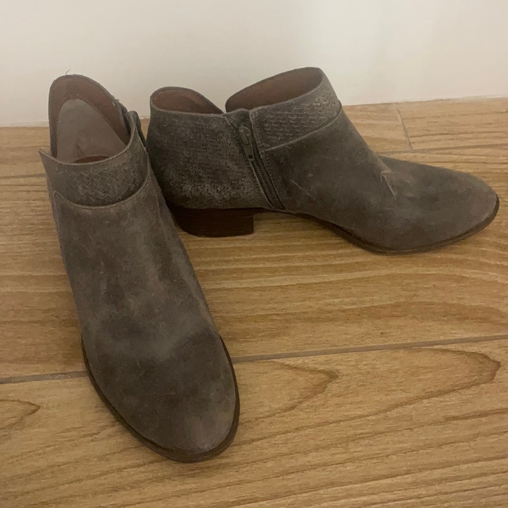 Lucky Brand Suede Booties with Zipper